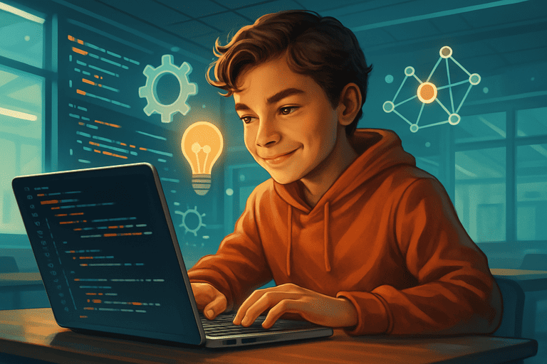Siswa belajar coding dengan elemen kreativitas