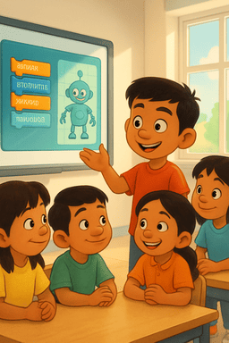 Anak presentasi proyek coding