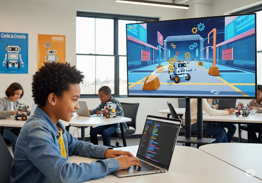 01. Sebuah game robotika yang dihadirkan sebagai pendamping sempurna untuk kursus coding