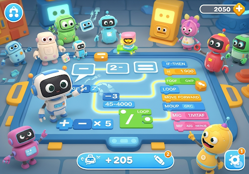 04. Sebuah game robotika yang dirancang untuk menyederhanakan konsep logika dan matematika untuk anak-anak