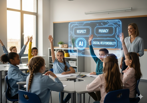 04. Siswa sekolah dasar membahas etika AI di kelas
