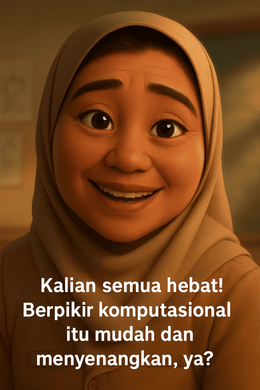 Guru tersenyum bangga