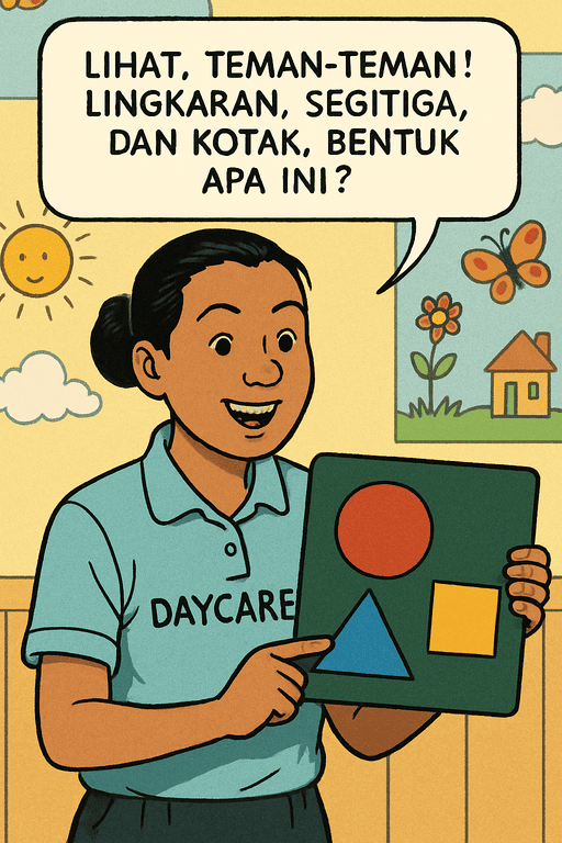 Guru menunjukkan bentuk geometri