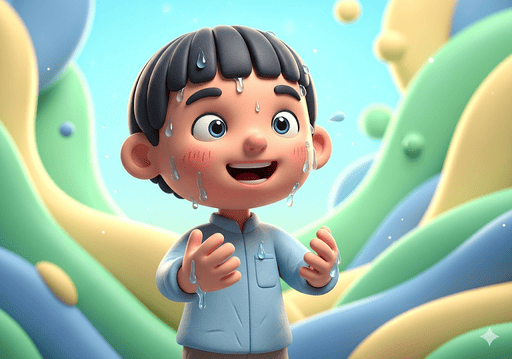 01. Seorang anak tampak segar dan energik setelah berwudhu