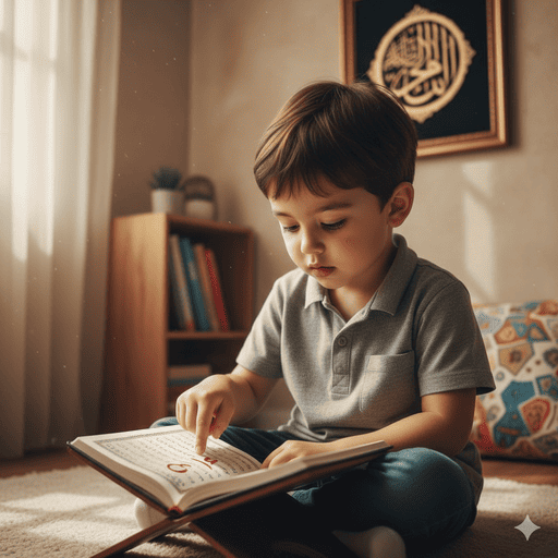 01. Seorang anak yang penasaran menunjuk angka Arab dalam Al-Qur'an