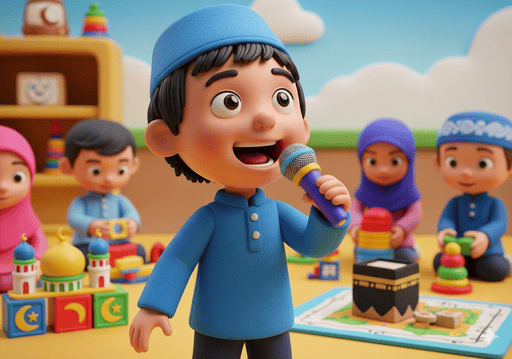 02. Anak dengan gembira menyanyikan lagu tentang Asmaul Husna