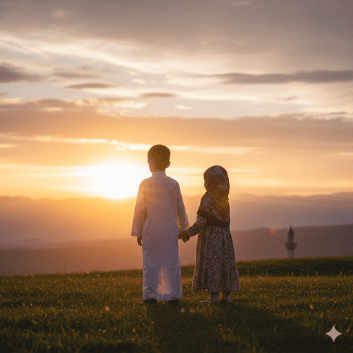 02. Dua orang anak melihat matahari terbit