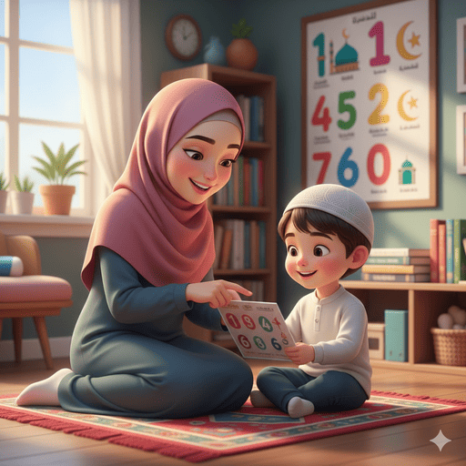 05. Ibu dan anak belajar angka bersama di rumah